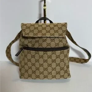 Gucci Tan and Brown Monogram Backpack GUCCI GG Monogram Canvas Travel Backpack Bag Beige 449906 main image 4